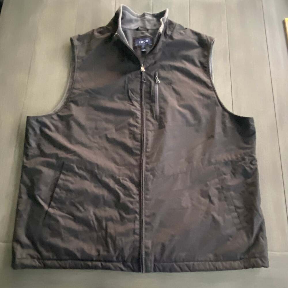 Izod Full‑Zip Vest • Men’s XXL • Black • Fleece‑Lined • Lightweight Layer
